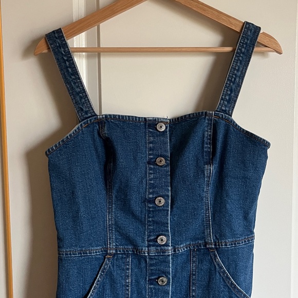 Abercrombie & Fitch Denim Mini Dress Medium Wash Button Up Y2K A&F - Picture 2 of 10